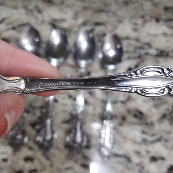 Springtime Japan stainless flatware teaspoon silverwear set of 5 - Picture 3 of 6